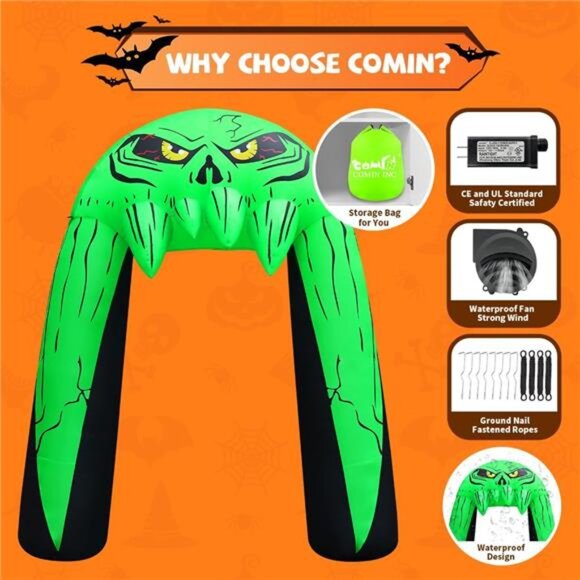 10 FT Halloween Inflatables Archway Outdoor Decorations Blow Up Yard Monster - Picture 6 of 7